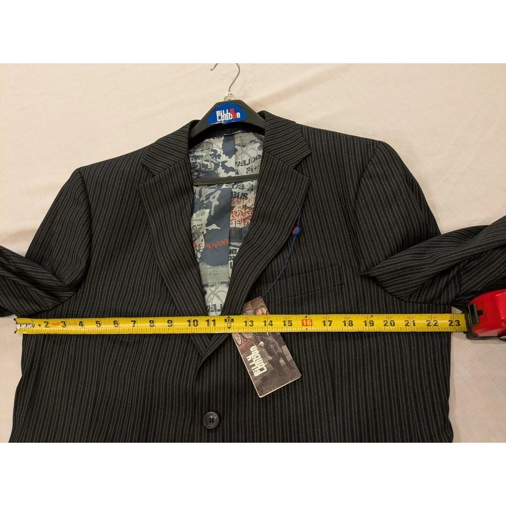 Billy London Jacket Mens 44L Gray Pinstripe Blazer Coat Two Button 10-BL2292 NWT